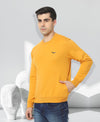 HiFlyers Mens Yellow Slim Fit Solid Cotton Fleece Sweatshirt