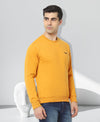 HiFlyers Mens Yellow Slim Fit Solid Cotton Fleece Sweatshirt