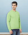 HiFlyers Men Slim Fit Solid Cotton Fleece Sweatshirt -Pista Green