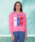 HiFlyers Women Pink Regular Fit Printed Round Neck Sweatshirt