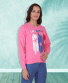 HiFlyers Women Pink Regular Fit Printed Round Neck Sweatshirt