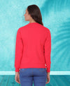HiFlyers Women Red Regular Fit Printed Round Neck Sweatshirt