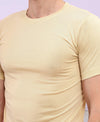 T.T Mens Regular FitPoly Jersey Round Neck Half Sleeve T-Shirt- Ivory
