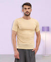 T.T Mens Regular FitPoly Jersey Round Neck Half Sleeve T-Shirt- Ivory