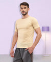 T.T Mens Regular FitPoly Jersey Round Neck Half Sleeve T-Shirt- Ivory
