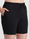 T.T. Women Regular Fit Poly Jersey Solid Short -Black