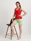 T.T. Women Regular Fit Poly Jersey Solid Short -Green