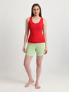 T.T. Women Regular Fit Poly Jersey Solid Short -Green