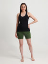 T.T. Women Regular Fit Poly Jersey Solid Short -Olive