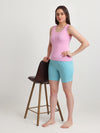 T.T. Women Regular Fit Poly Jersey Solid Short -Turquoise