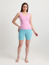 T.T. Women Regular Fit Poly Jersey Solid Short -Turquoise