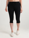 T.T. Women Regular Fit Poly Jersey Solid Capri -Black