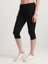 T.T. Women Regular Fit Poly Jersey Solid Capri -Black