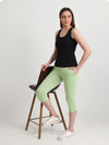 T.T. Women Regular Fit Poly Jersey Solid Capri -Green