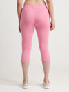 T.T. Women Regular Fit Poly Jersey Solid Capri -Pink