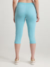 T.T. Women Regular Fit Poly Jersey Solid Capri -Turquoise