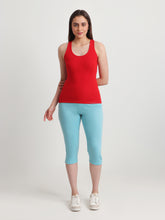 T.T. Women Regular Fit Poly Jersey Solid Capri -Turquoise