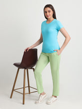 T.T. Women Regular Fit Poly Jersey Solid Trackpant -Green