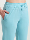 T.T. Women Regular Fit Poly Jersey Solid Trackpant -Turquoise