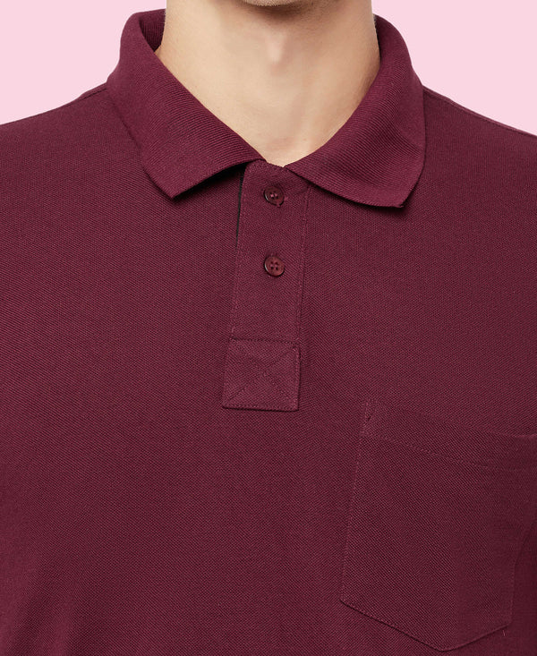 HiFlyers Men'S Solid Tshirts With Pocket Maroon