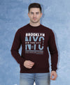 HiFlyers Mens Maroon Slim Fit Printed Round Neck Sweatshirt
