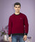 HiFlyers Men Slim Fit Cotrast Rib Cotton Fleece Round Neck Sweatshirt -Maroon
