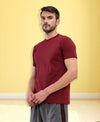 T.T. Men Eco Friendly (Cotton Rich) Recycled Fabric Solid Round Neck Regular Fit Maroon