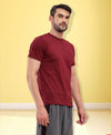 T.T. Men Eco Friendly (Cotton Rich) Recycled Fabric Solid Round Neck Regular Fit Maroon