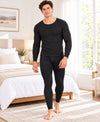 T.T. Men Regular Fit Cotton Rich With Elastomeric Finish Thermal Trouser Pack Of 2-Black