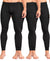 T.T. Men Regular Fit Cotton Rich With Elastomeric Finish Thermal Trouser Pack Of 3-Black