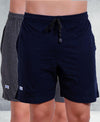 T.T. Men Solid Cotton Shorts Pack Of 2 Anthra::Navy