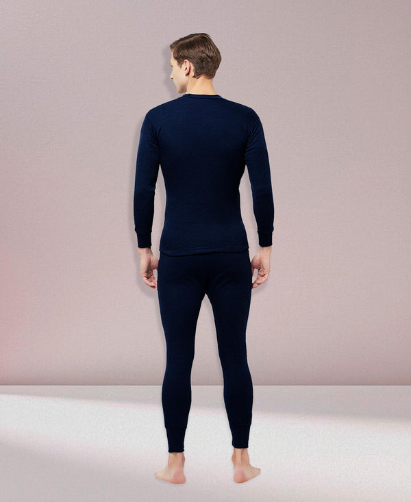 T.T. Men Regular Fit Hotpot Dyed Cotton Fleece Heavy Winter Thermal Trouser -Navy