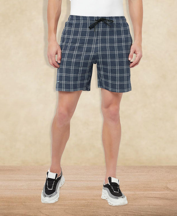 T.T. Men Cool Check Shorts Pack Of 1 Nvy