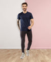 T.T. Men Eco Friendly (Cotton Rich) Recycled Fabric Solid Round Neck Regular Fit Navy