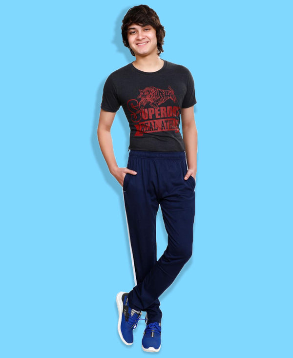 T.T. Men Cotton Track Pants -Navy