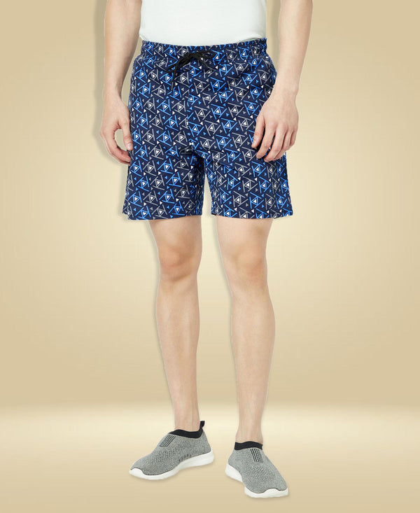 T.T. Mens Cotton Regular FitPrinted Bermuda Shorts With ZipperNavy-Grey