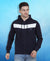 HiFlyers Mens Navy-White Regular Fit Printed Sweatshirt With Hood And Zipper