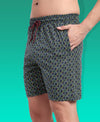 T.T. Men Regular Fit Cotton Polyster Printed Short With Zip Pocket Pack Of 1-Navy Geometric