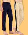 T.T. Men Regular Fit Poly Jersey Cut And Sew Trackpant Pack Of 2-Navy-Skin