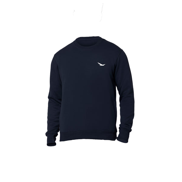 Hiflyers Mens Navy Slim Fit Solid Cotton Fleece Sweatshirt