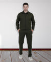 HiFlyers Mens Olive Regular Fit Solid Fleece Tracksuit