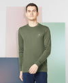 T.T. Men Cotton Polyster Regular Fit Solid Full Sleeve T-Shirt Pack Of 2 (Olive-Onion )
