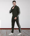 HiFlyers Mens Olive Regular Fit Solid Fleece Tracksuit