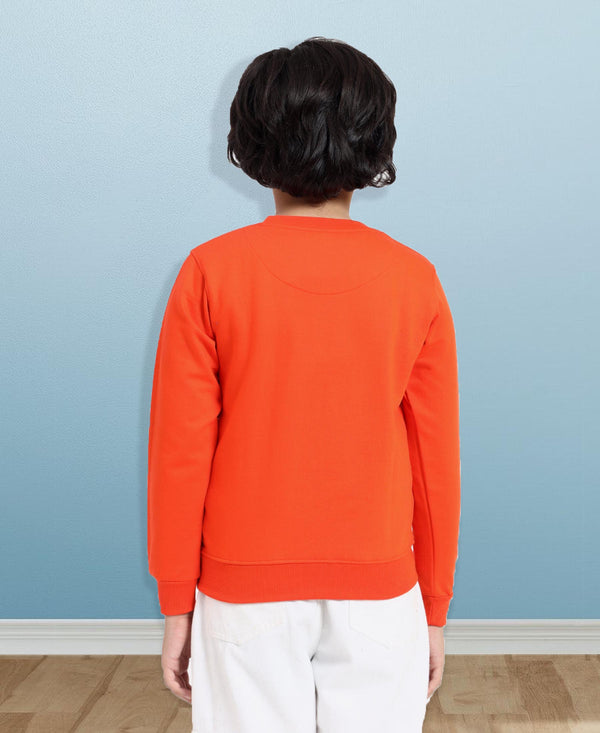 HiFlyers Boys Regular Fit | Premium Cotton Fleece |Full Sleeves|Round Neck|Trendy Winter Wear| Sweatshirts For Boys And Girls -Orange