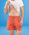 HiFlyers Men Regular Fit Printed Super Combed Cotton Woven Boxer Short Pack Of 1 Orange
