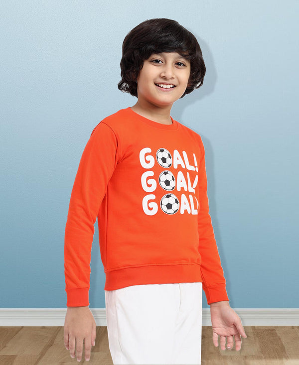 HiFlyers Boys Regular Fit | Premium Cotton Fleece |Full Sleeves|Round Neck|Trendy Winter Wear| Sweatshirts For Boys And Girls -Orange