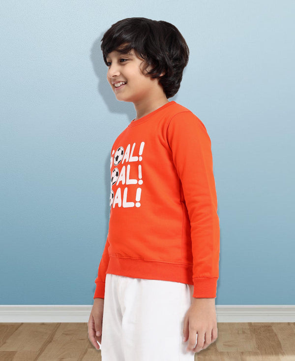HiFlyers Boys Regular Fit | Premium Cotton Fleece |Full Sleeves|Round Neck|Trendy Winter Wear| Sweatshirts For Boys And Girls -Orange