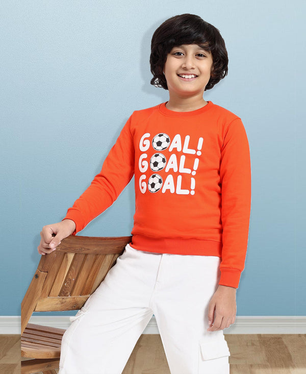 HiFlyers Boys Regular Fit | Premium Cotton Fleece |Full Sleeves|Round Neck|Trendy Winter Wear| Sweatshirts For Boys And Girls -Orange