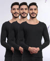 T.T. Men Regular Fit Cotton Rich With Elastomeric Finish Thermal Top Pack Of 3-Black