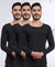 T.T. Men Regular Fit Cotton Rich With Elastomeric Finish Thermal Top Pack Of 3-Black